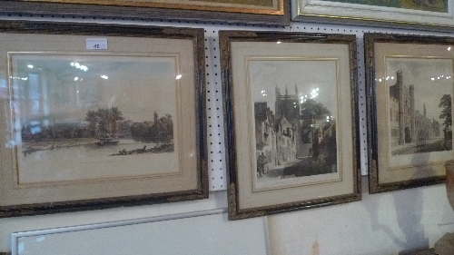 A set of three prints from Ackerman's history of Cambridge and Oxford W 23 cm x H 29 cm