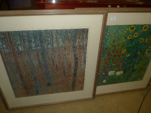 A pair of floral prints by Klimt W 60 H 64 cm