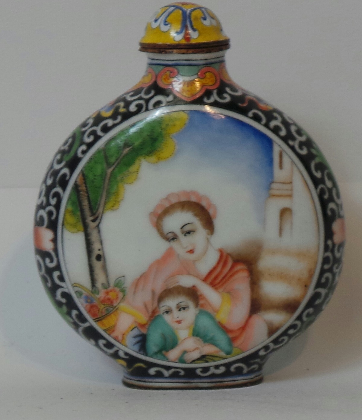 A Republic Period Cantonese enamel snuff bottle, height 11cm