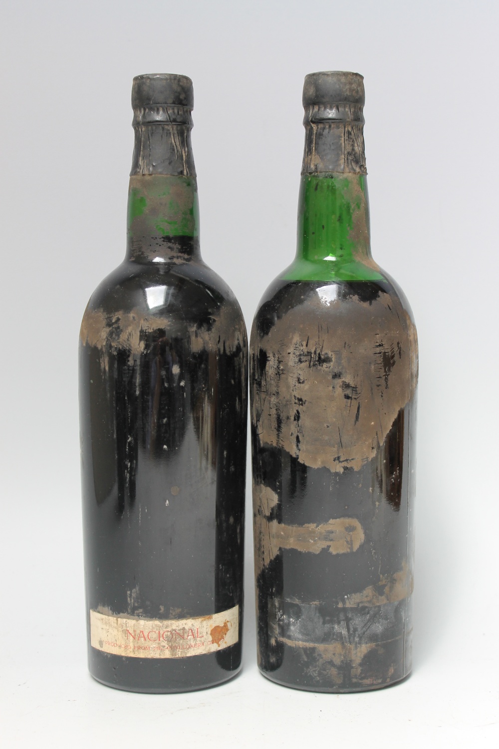 2 BOTTLES OF NOVAL NACIONAL VINTAGE PORT 1966, labels absent, bottle A in neck, bottle B top