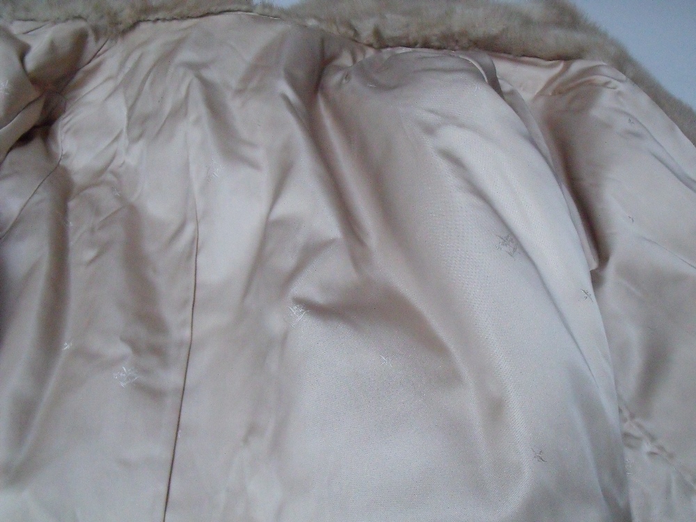 A PASTEL MINK BOLERO STYLE SHORT JACKET, fully lined, internal pocket, single button closure Cost - Image 3 of 4