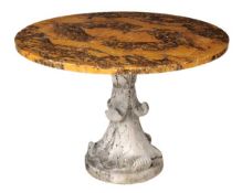 A Sienna marble centre table, late 20th century, the base possibly of an earlier date 73cm high the