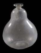 A pair of glass spirit bottles, late 19th/ early 20th century, of double gourd form, with flared