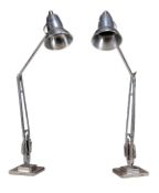 A pair of chrome anglepoise desk lamps, second half 20th century, by Herbert Terry & Sons,