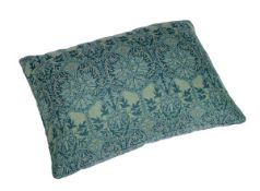 A large cushion covered in William Morris patern fabric 64cm high x 88cm wide