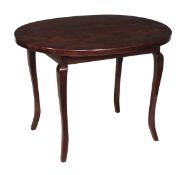 A Ceylonese hardwood oval centre table, late 19th/ 20th century, the rectangular frieze on cabriole
