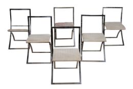 Marcello Cuneo for Mobel Italia, a set of six chromed metal Luisa folding chairs, 1970s, with a