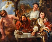 After Jacob Jordaens. The Satyr and the peasants. Oil on canvas 126 x 153cm (491/2 x 601/4in)