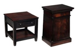 A mahogany and ebony strung bedside cupboard in Regency style, early 20th century, with single