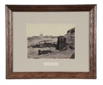 A group of twelve photographs of classical ruins, early 20th century, later mounted and within oak