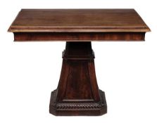 A George III mahogany centre table, circa 1800, possibly Scottish, with canted tapered panelled