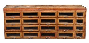 A late Victorian pine Haberdasher`s cabinet, circa 1890, containing an arangement of drawers 75cm