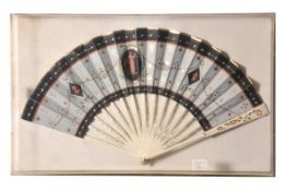 A collection of eight cased fans early 20th century of various materials and decoration including