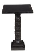 An Anglo-Indian ebony and ebonised occasional table, 19th century and later, the square crossbanded