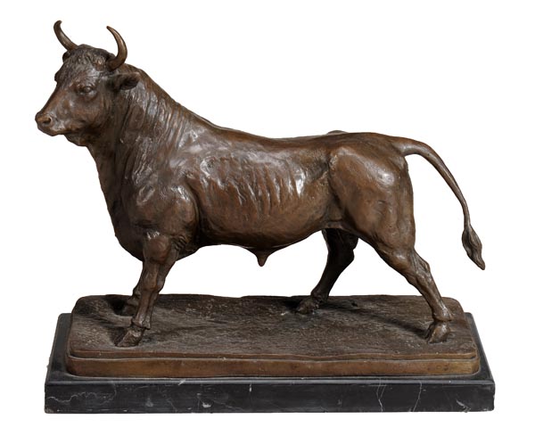 After Isidore Jules Bonheur (French, 1827-1901), a patinated metal model of a bull, late 20th