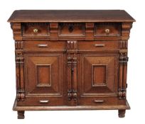 A Charles II oak chest of drawers, circa 1680, with single frieze drawer to top above moulded panel
