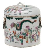 A Chinese famille rose jar and cover decorated with the Hundred Boys engaging in leisurely