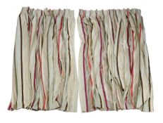 A pair of Nina Campbell striped satin curtains, of recent manufacture, in red, purple and shades of