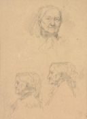 Augustus John (1878-1961) Studies of an old woman`s head. Pencil, 25 x 18.5cm (10 x 71/4in)