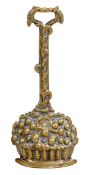 A Regency brass door porter, circa 1815, cast as a bowl of fruit, 36cm high