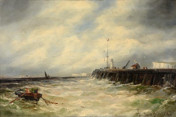 Gustave de Breanski (c.1856-1898) Entering harbour; Leaving harbour. A pair, oil on canvas Both - Image 2 of 2