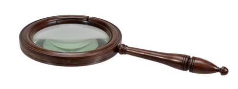 A Regency or George IV rosewood library magnifying glass, circa 1820, the lens with reeded