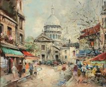 Francois Claver (b.1918) Street scene near the Sacre Coeur, Paris, Oil on canvas Signed lower right
