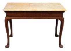 A mahogany and marble mounted centre table, circa 1750 and later, the yellow marble top with