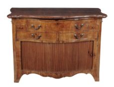 A Continental walnut serpentine fronted serving or dressing chest, late 18th/early 19th century,