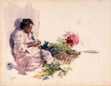 Charles Nicolas Sarka (1879-1960) Flower Lady, Hawaii, watercolour, over pencil, on wove paper,