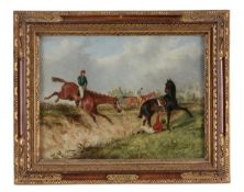 Attributed to George Henry Laporte (1799-1873) Steeplechase scenes. A pair, oil on board Each 23 x