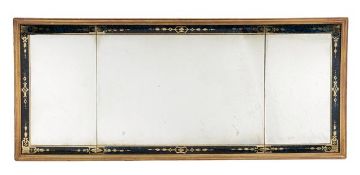 A giltwood framed and reverse painted glass wall mirror, early 20th century, the reverse painted