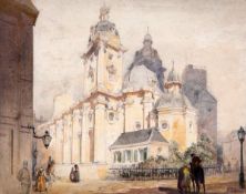 Alfred Charles Conrade (1863-1955) Church in Bavaria, watercolour, over pencil, signed lower left,