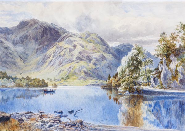 James MacCulloch (1850-1915) Loch with mountain beyond. Watercolour Signed and dated 1884 lower