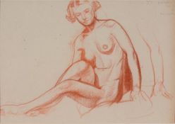 Edward Woore (fl.1919-1936) Nude studies. A group of four, red chalk Two inscribed The largest 25 x