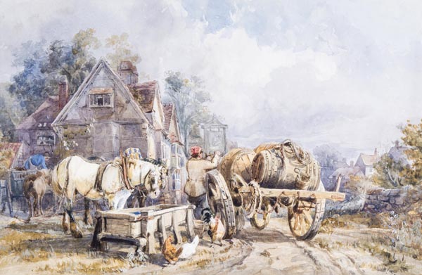 Attributed to William Burgess of Dover, Brewer`s Day, Watercolour, over pencil 27 x 42cm (1034 x