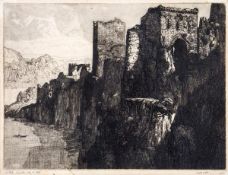 Joseph Webb (1908-1962) Chepstow, from the cliff. Etching and drypoint Signed and dated in pencil
