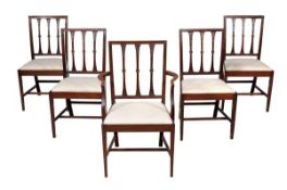 A set of ten George III mahogany dining chairs, circa 1800, to include two armchairs, each moulded
