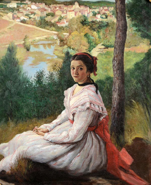 After Edouard Manet. Study of a girl seated beneath a tree. Oil on canvas 76 x 64cm (30 x 25in)