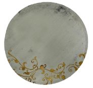 A reverse gilt decorated circular glass wall mirror, of recent manufacture, by Nina Campbell, the