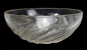 Poisson No 1, a Ren? Lalique clear glass bowl, moulded with swirling fish, etched R.Lalique France