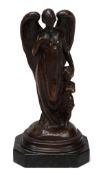 Sir Alfred Gilbert RA, MVO, DCL (1854-1934), Guardian Angel, a bronze group, brown patination,