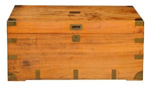 A camphorwood and brass bound chest late 19th/early 20th century with brass carrying handles 48cm