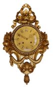 A Swedish Louis XVI style carved giltwood cartel clock, unsigned, 20th century, the two train bell