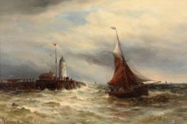 Gustave de Breanski (c.1856-1898) Entering harbour; Leaving harbour. A pair, oil on canvas Both