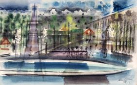 Kenneth Wood (b.1921) Two Views of Paris. Two watercolours on paper, Entitled `Paris Square` and `