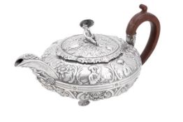 A late George III silver compressed spherical tea pot by Rebecca Emes & Edward Barnard I, London