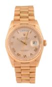 Rolex, Oyster Perpetual Day-Date, a gentleman`s 18 carat gold wristwatch, circa 1994, ref. 18238,