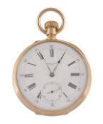 Henry Capt., an 18 carat gold open face keyless chronometer pocket watch, circa 1900, no. 34867,
