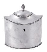 An 18th century Dutch silver straight-sided navette shaped tea caddy, maker`s mark L.N (not